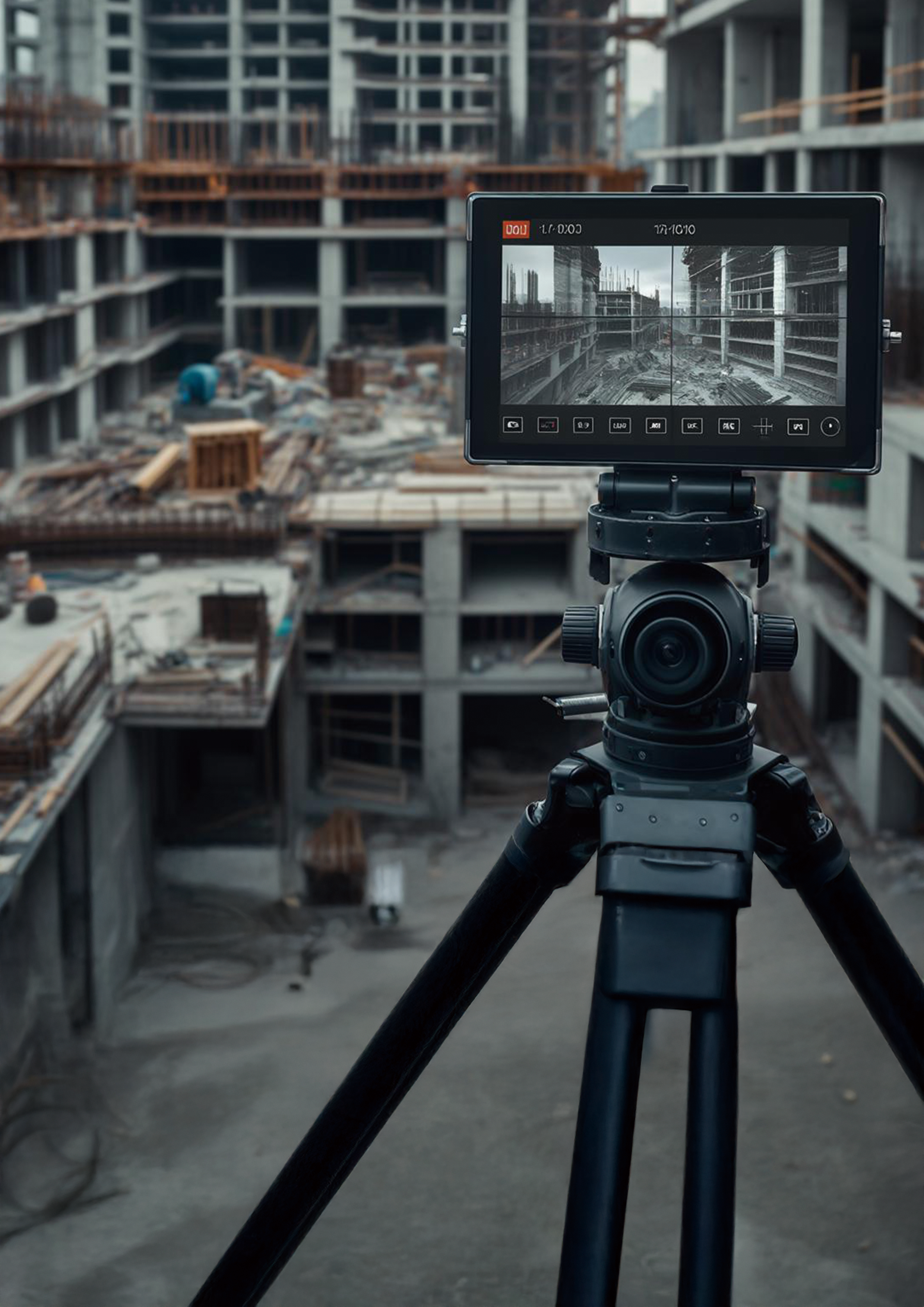 카메라로 촬영되는 건설현장